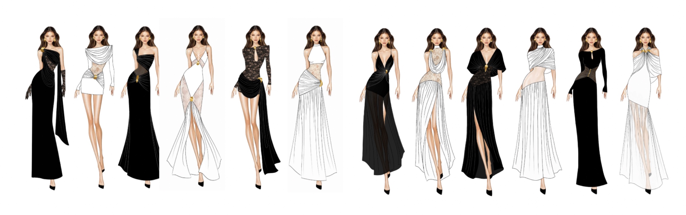 Ligne de silhouettes de mode